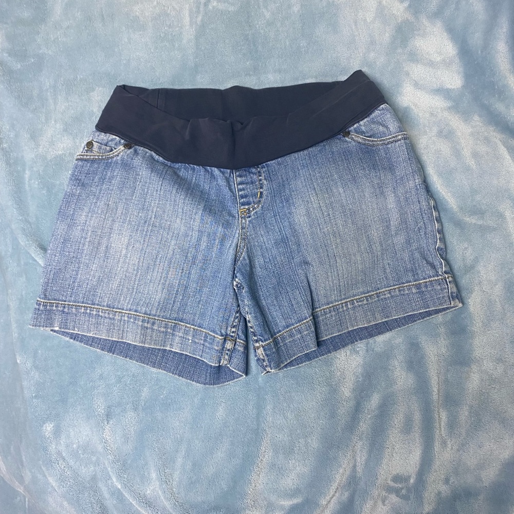 Liz Lange For Target Denim Jean Maternity Shorts Under The Belly Size Small